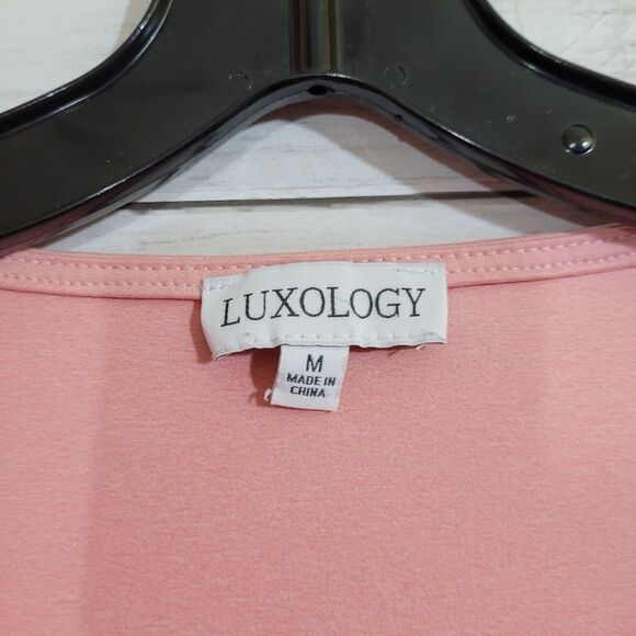 Boutique Brand Luxology Lace-up Ruched Dusty Rose Pink Blouse Top Size Medium - Picture 9 of 11